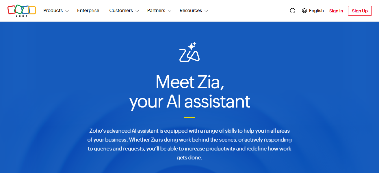 Zoho Zia AI