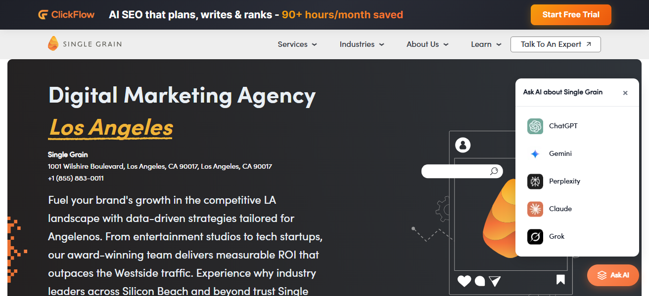 10 Top California SEO & GEO Firms For SaaS Growth 2026 19 Single Grain (Los Angeles)