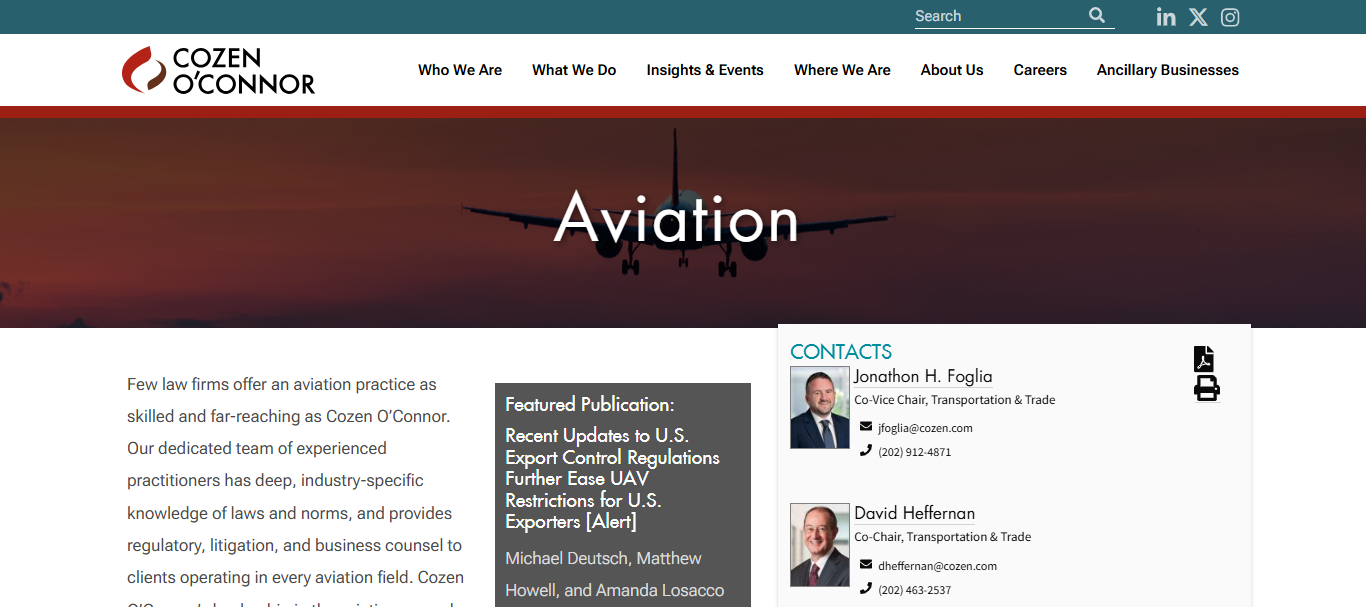 Cozen O'Connor Aviation Practice