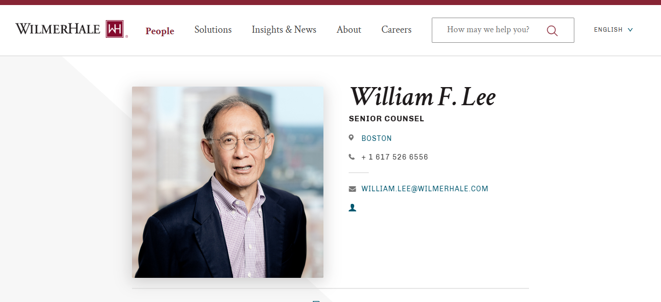 10 Best Intellectual Property Litigation Attorneys for Tech IP 18 WilmerHale – William F. Lee