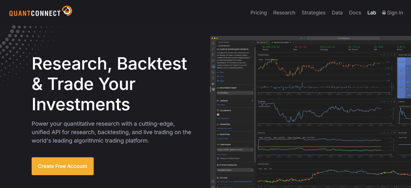 10 Best Algorithmic Backtesting Tools for Nifty Options 19 QuantConnect