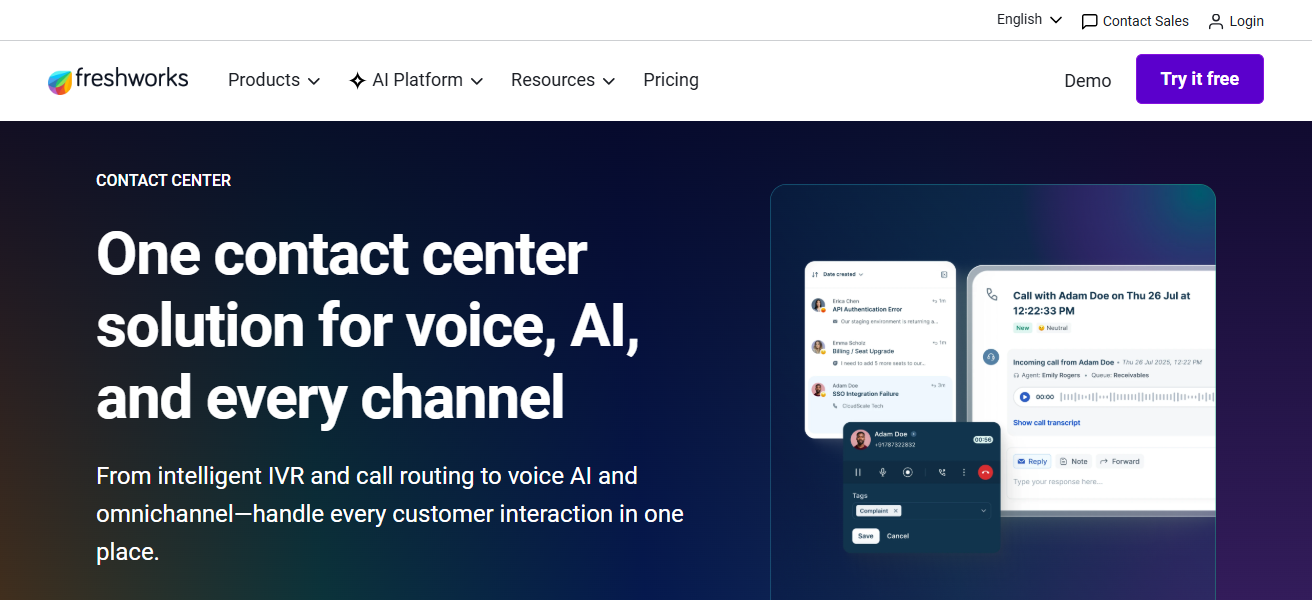 10 Best Cloud Call Center Software with AI Quality Tools 24 Freshdesk Contact Center (Freshcaller)