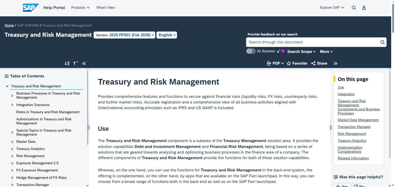SAP Treasury and Risk Management