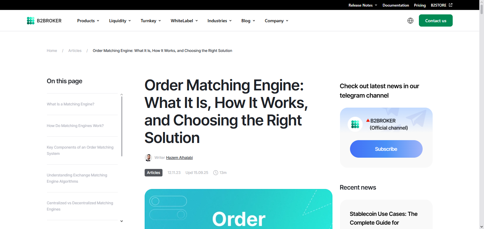 B2Broker Matching Engine