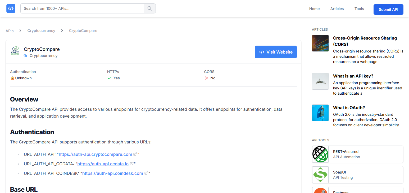 CryptoCompare API