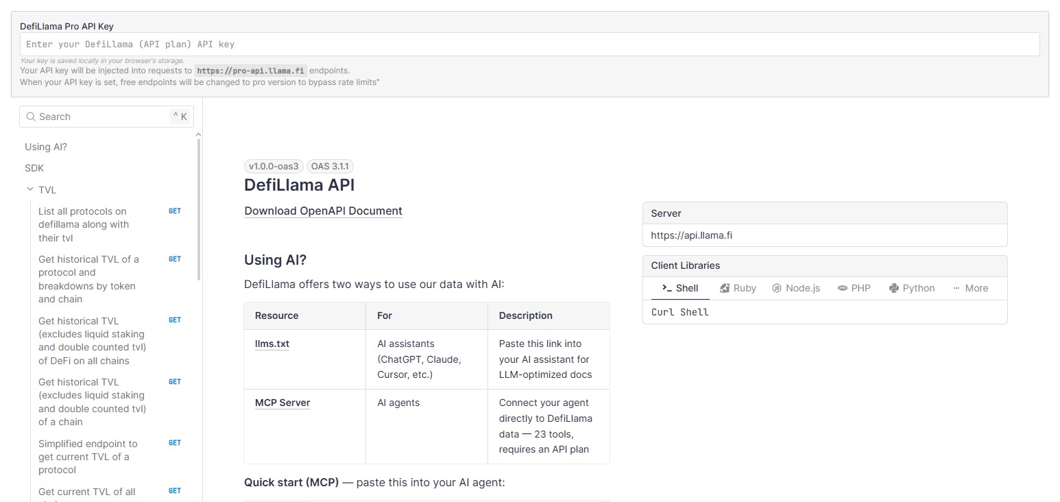 DeFiLlama API