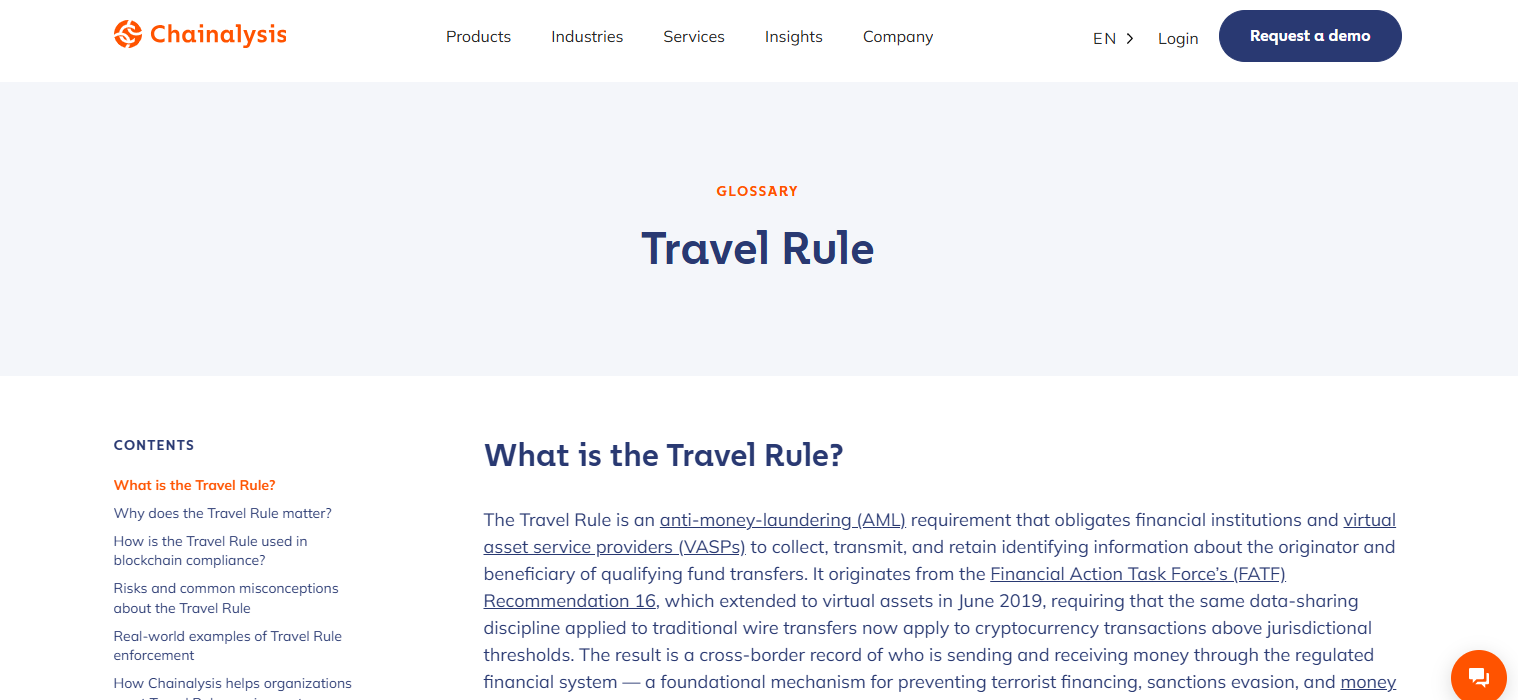 Chainalysis (KYT & Travel Rule)