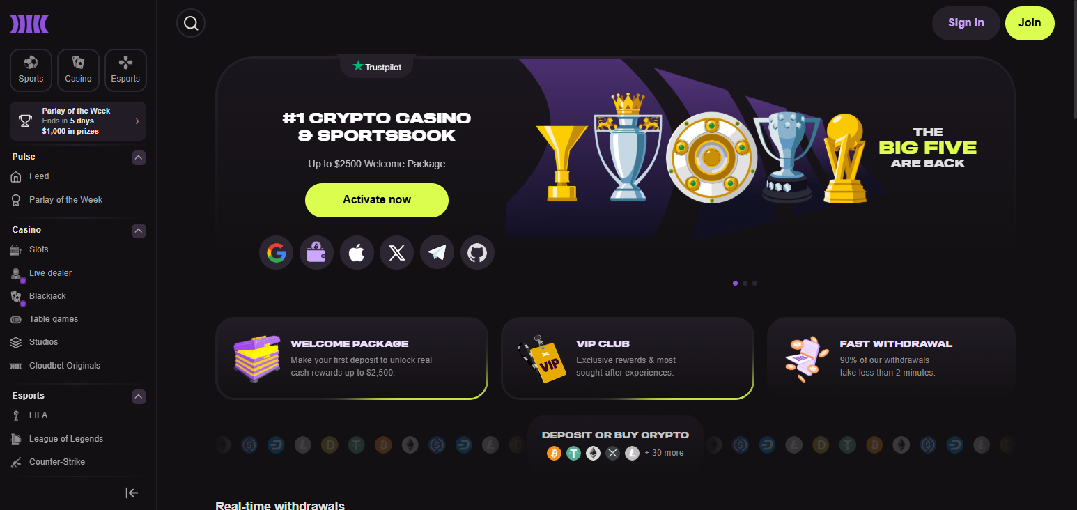 9. Cloudbet