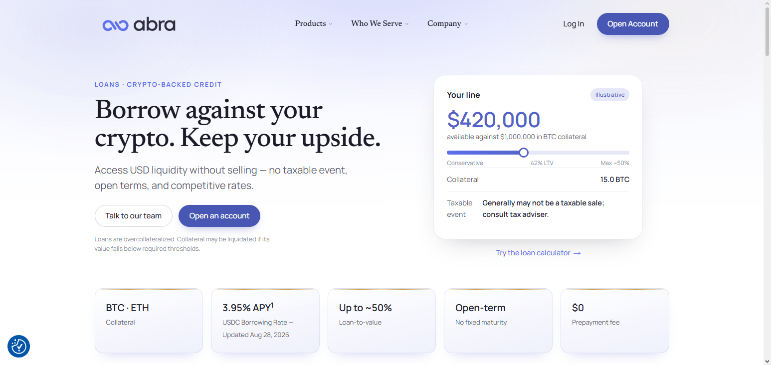 Abra Crypto Loan Card