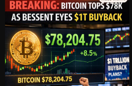 Breaking: Bitcoin Tops $78K as Bessent Eyes $1T Buyback