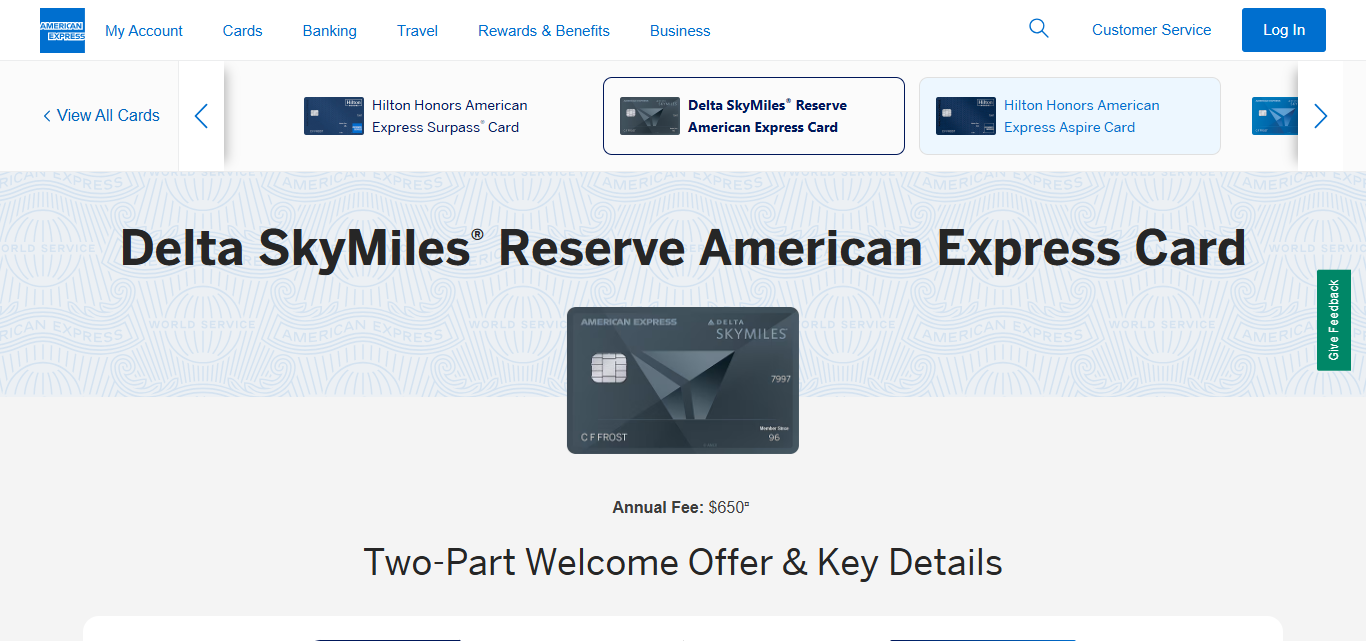 Delta SkyMiles® Reserve American Express Card