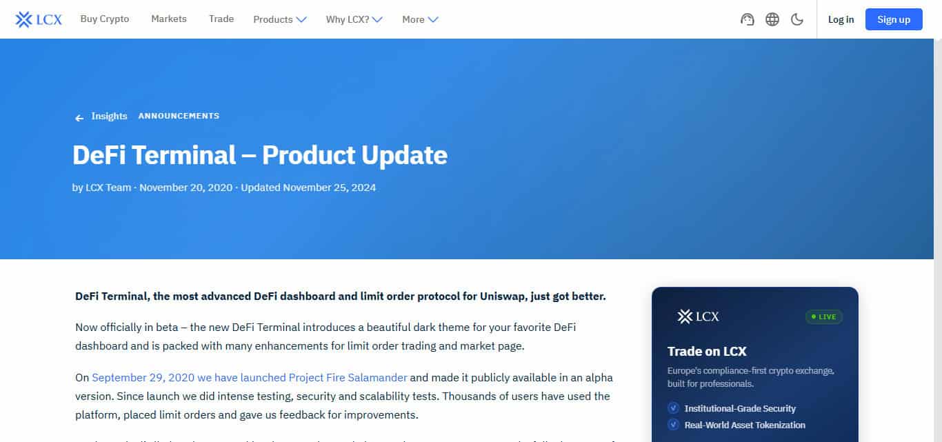 LCX DeFi Terminal