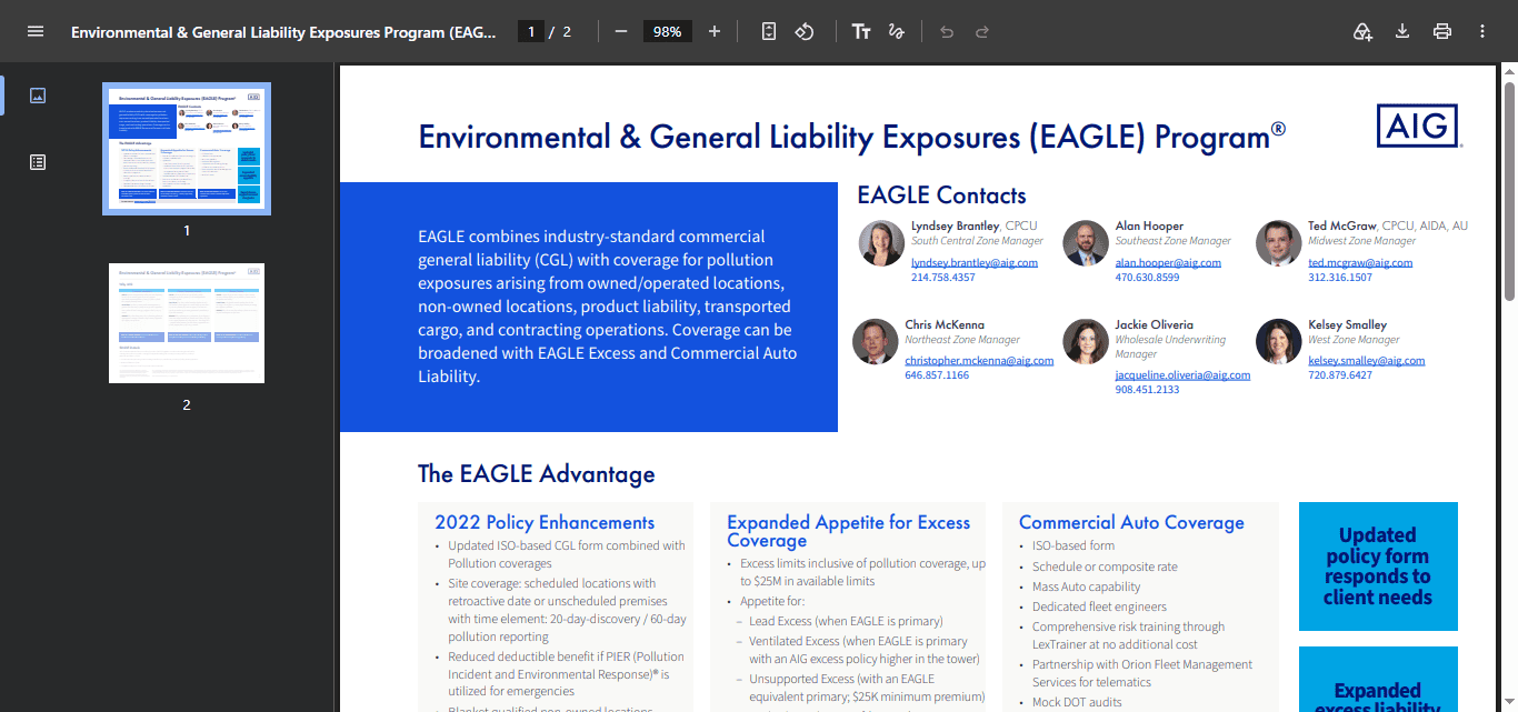 AIG EAGLE Program