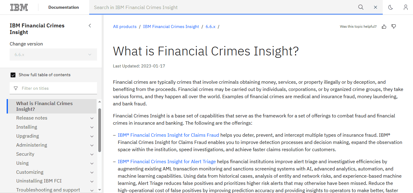 IBM Financial Crimes Insight (FCI)