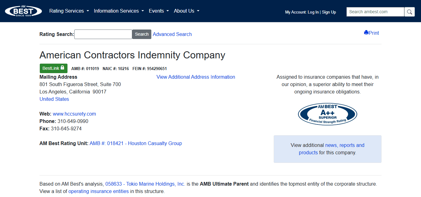 American Contractors Indemnity Company (ACIC)