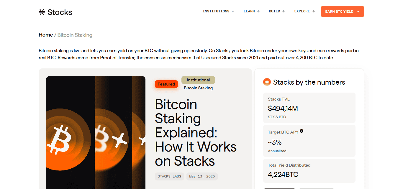 Stacks Bitcoin Staking